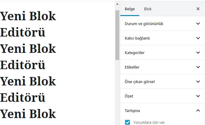 blok editor sag - Gutenberg Nasıl Kullanılır?